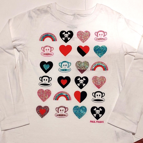 Paul Frank Girl's White Long Sleeved T-shirt Top Sizes XS & S NWT - Picture 2 of 6
